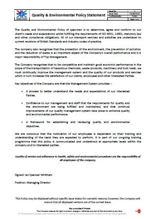 Spec-Tran Quality & Policy Statement 12-19 Thumb